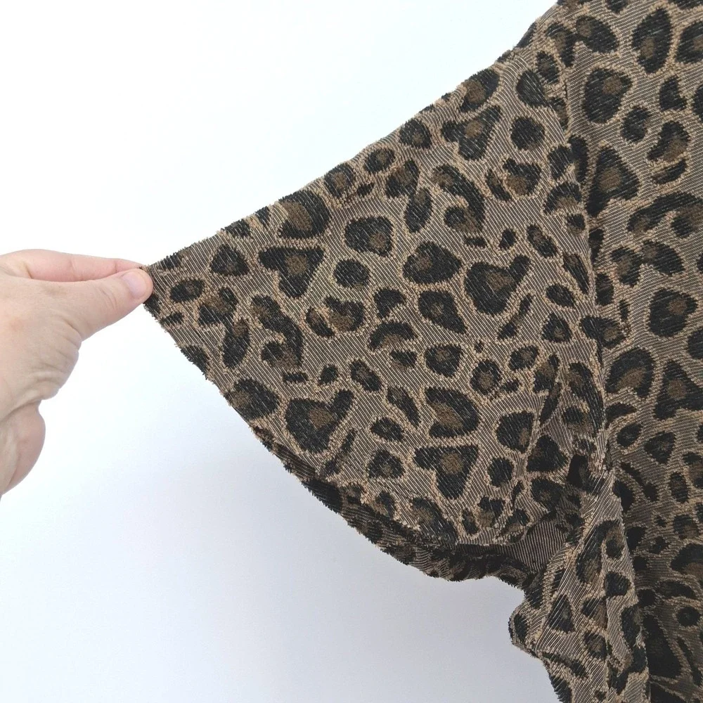 Cato 26/28W Leopard Print Midi Dress Brown Black‎ V Neck T Shirt Dress Plus Size